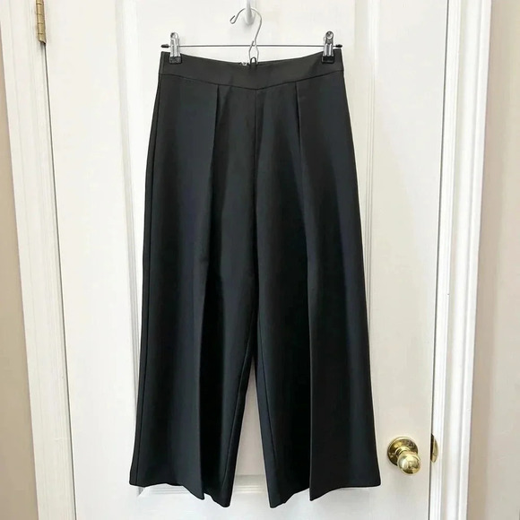 Topshop Wide Leg Pants High Waisted Cropped Pleated Palazzo Black Size 4 NWT - Picture 3 of 15
